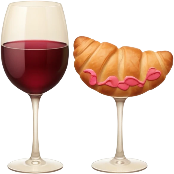 French cuisine humanless avatar in clean emoji-style illustration. Croissant and wine glass, soft beige tones, simple shapes, flat design, refined and cozy. emoji