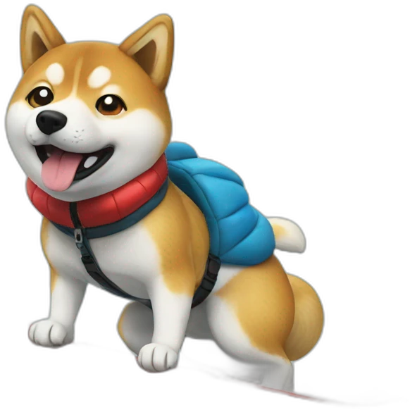 shiba santa snowboarding emoji
