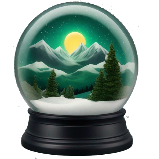 vintage dark green rococo night sky mountains snow globe emoji