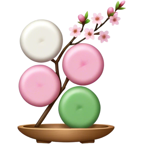 3 dango with Sakura flower round  emoji