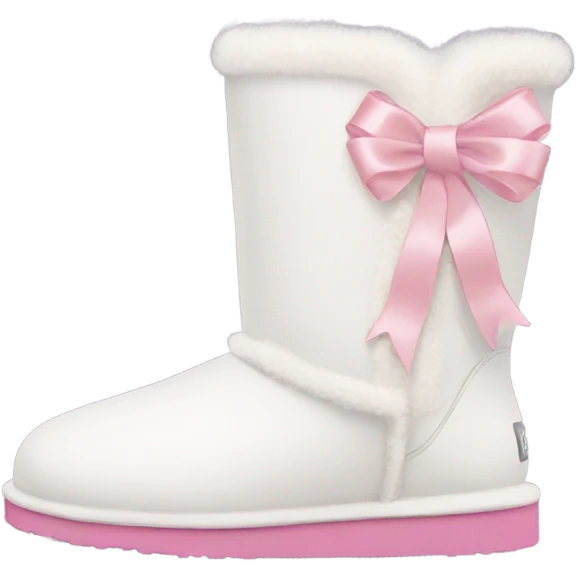 White Ugg boots with light pink ribbons  emoji