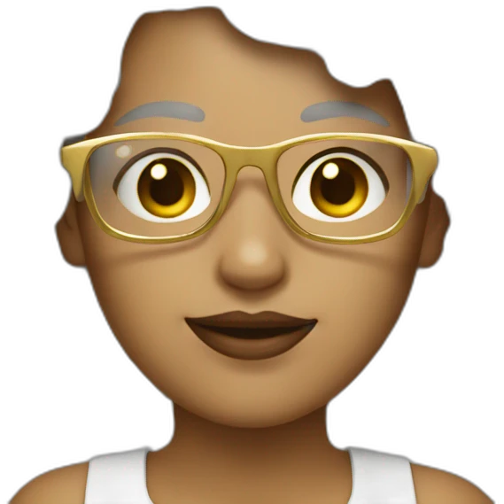 a female graphic designer with gold glasses and white short curly hair. emoji