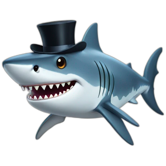 Shark with a top hat emoji