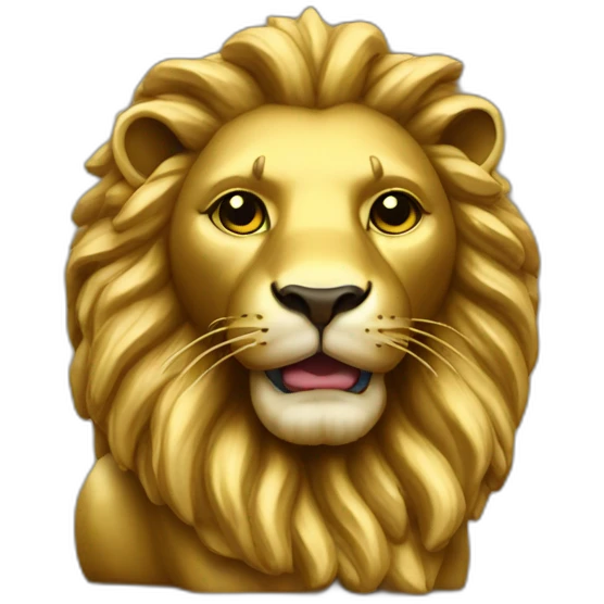 Gold lion statue on a bookshelf emoji
