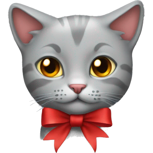 grey kitty with a red ribbon emoji