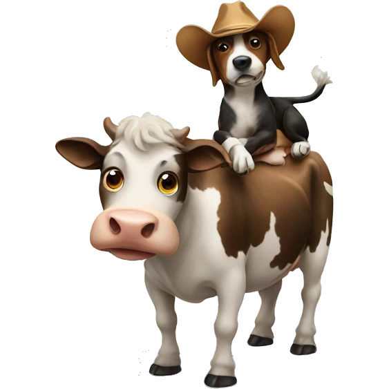 Dog riding a cow emoji