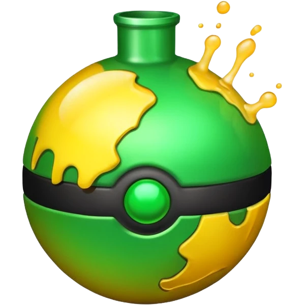 create a poison bomb which is radioactive in color, make the poison inside spoiling out and make the bomb gradient from green to yellow, make the bomb a sphere, don't add a radioactive symbol in the middle emoji