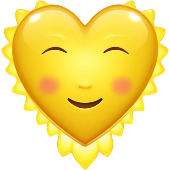 yellow heart with a sunbeam effect emoji