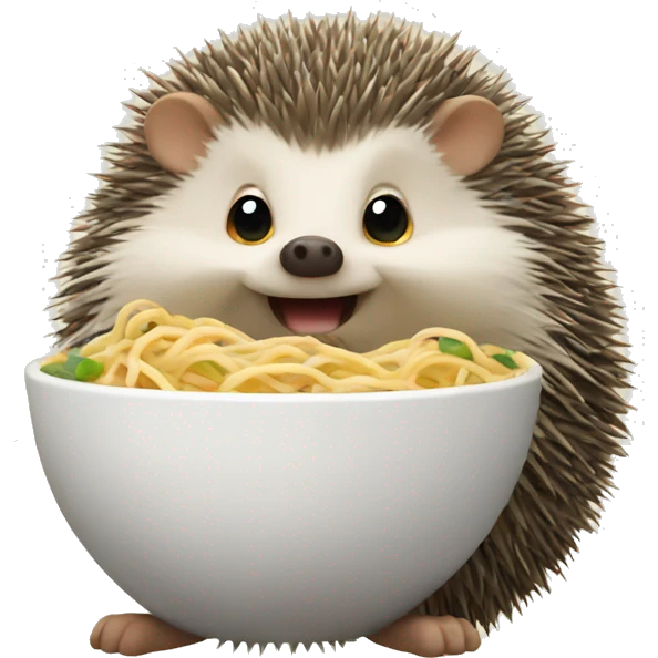 Hedgehog eating noodles emoji