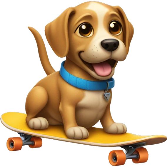 Dog riding a skate board emoji