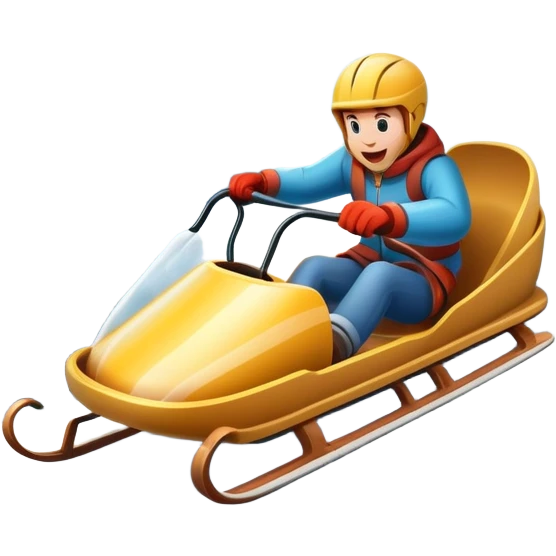 An icon featuring a sleek sled speeding down a snowy hill, with a snowy landscape and pine trees in the background. The motion lines and slight snow spray emphasize the thrill of the ride. Transparent background highlights the excitement and fun of sledding. emoji
