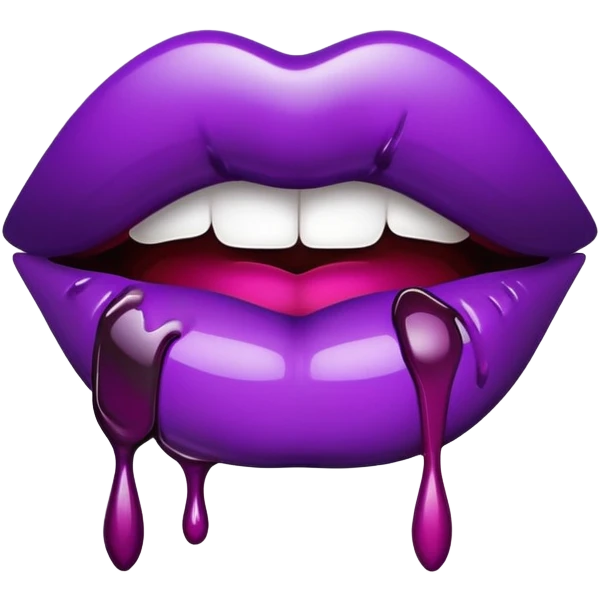 Lips with  lipstick with dark purple  drips emoji