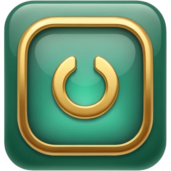 Jade and gold style rounded square icon button emoji