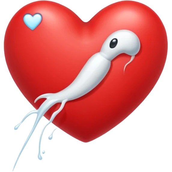 White sperm on Red heart emoji