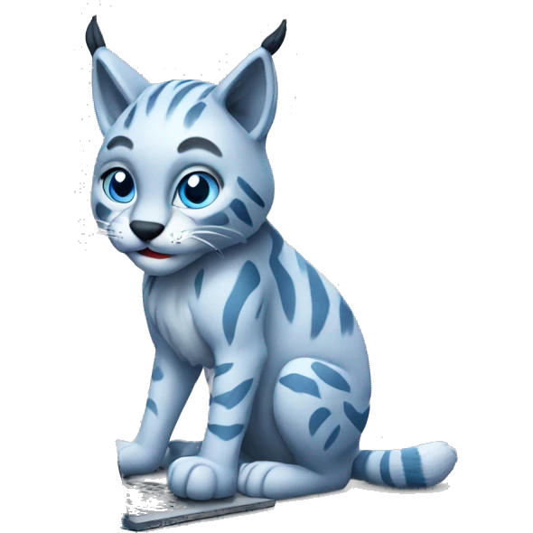 A blue lynx with a laptop emoji