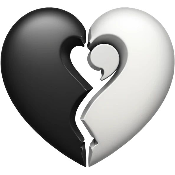 قلب مقسوم نص ابيض ونص اسود emoji