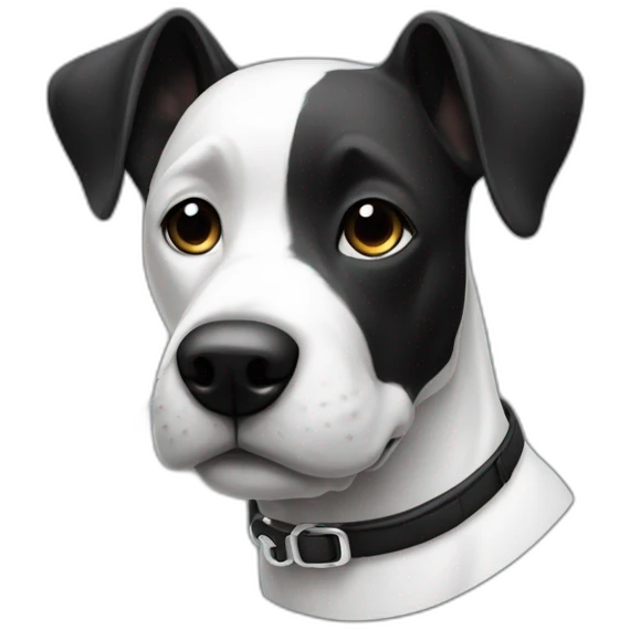 Chien noir et blanc avec une balle emoji