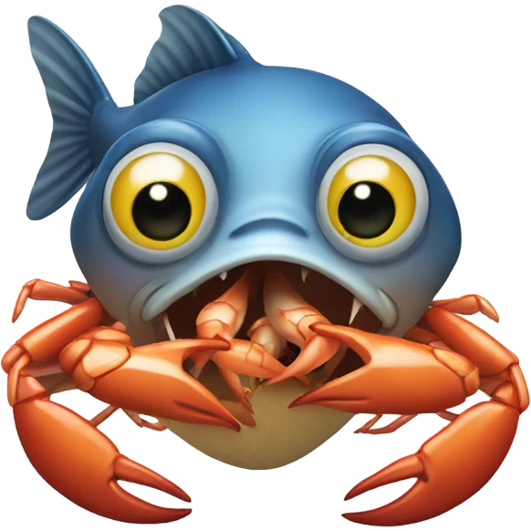 fish eating crabs emoji