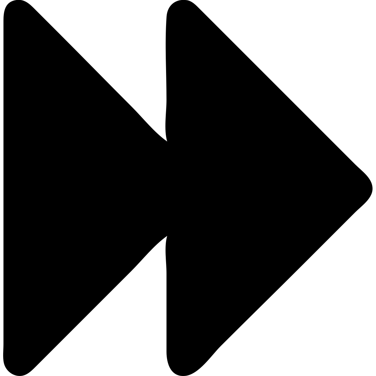 two right-pointing triangular arrows, solid black fill, minimalist style emoji