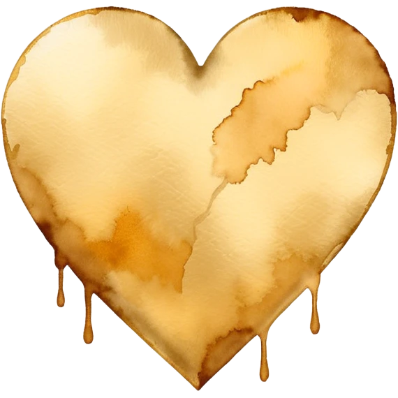 minimalist watercolor heart icon, monochromatic gold washes, soft bleeding edges, on textured white paper, serene and emotional, perfect for app icon, transparent background, flat lay --style raw --stylize 150 emoji