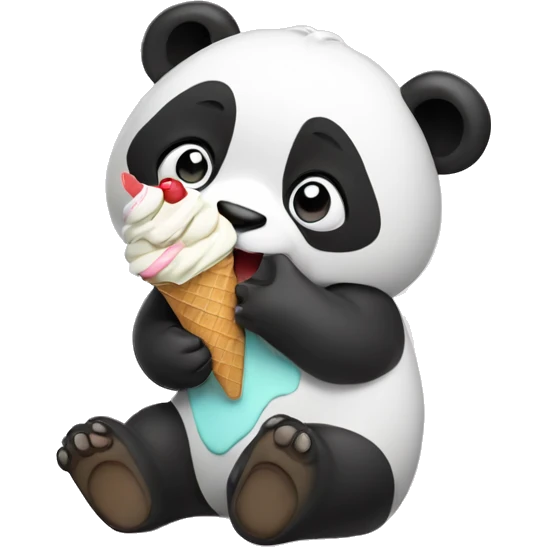 Panda eating ice cream emoji