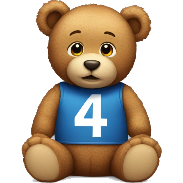 teddy bear wearing number 4 emoji