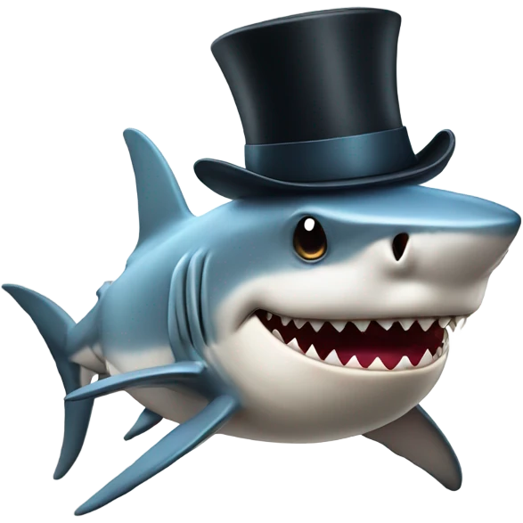 Shark with a top hat emoji
