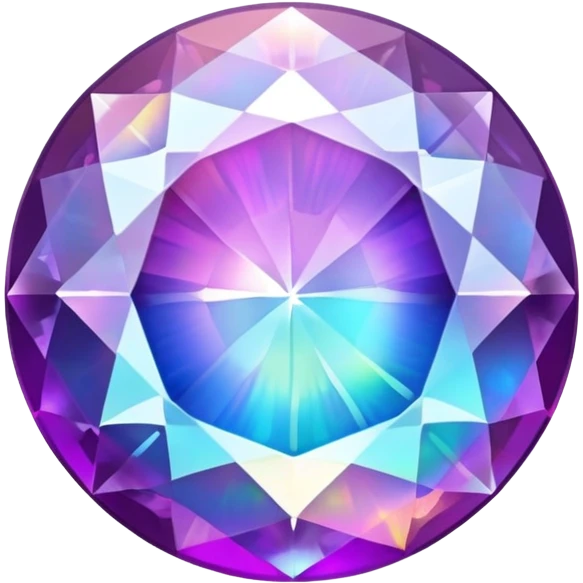 round cut purple opal gemstone with brilliant faceting and holographic rainbow fire within emoji