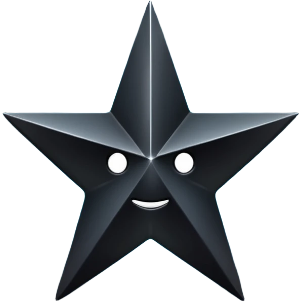 Black star over dark blue background. emoji