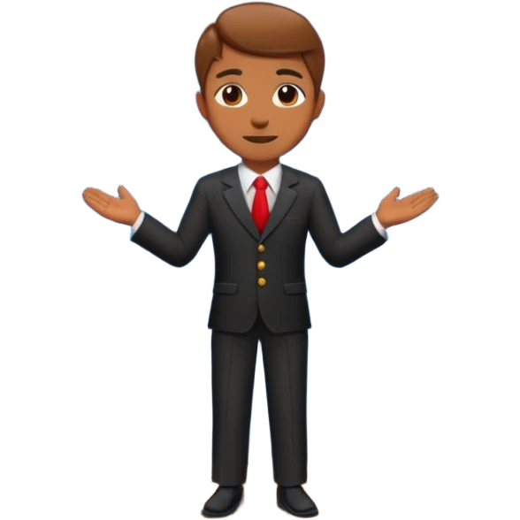 presenter on theater wooden stage, whole body , curtains emoji