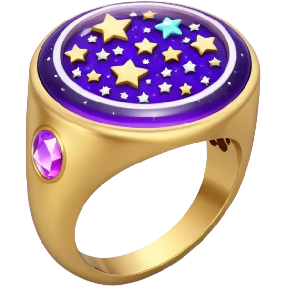 epoxy resin ring with space purple and stars motifs crystal emoji