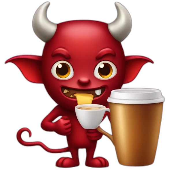 Devil with cup of coffee emoji