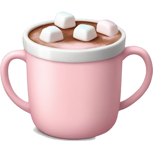 Light Pink mug of hot chocolate with marshmallows  emoji