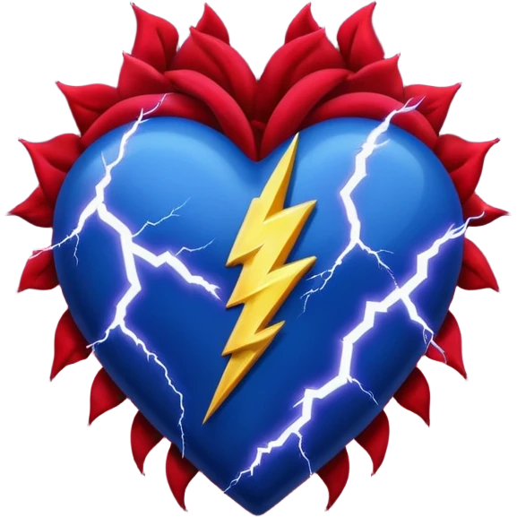 heart with a dark rose and lightning emoji