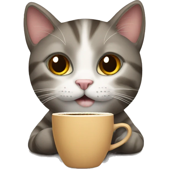 Cat with coffee emoji
