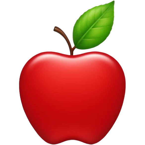 "iOS style apple emoji, bright red with a glossy texture and green leaf, no background" emoji