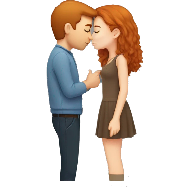Brown hair girl kissing ginger guy emoji