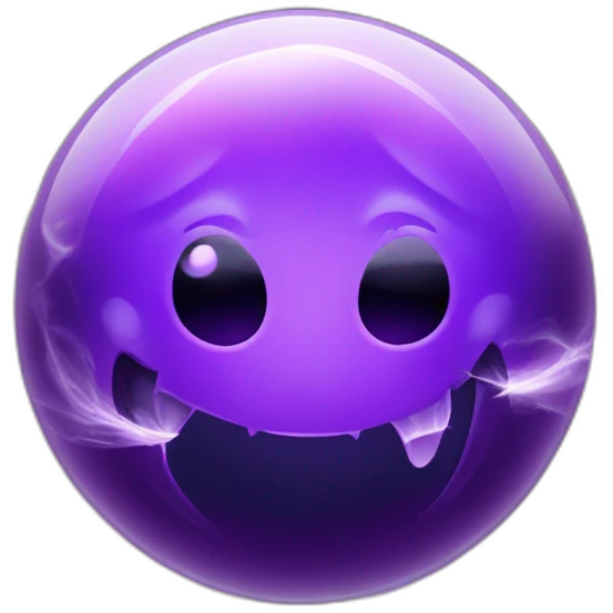 Crystal ball radiating with neon-purple mist and a ghostly face within emoji