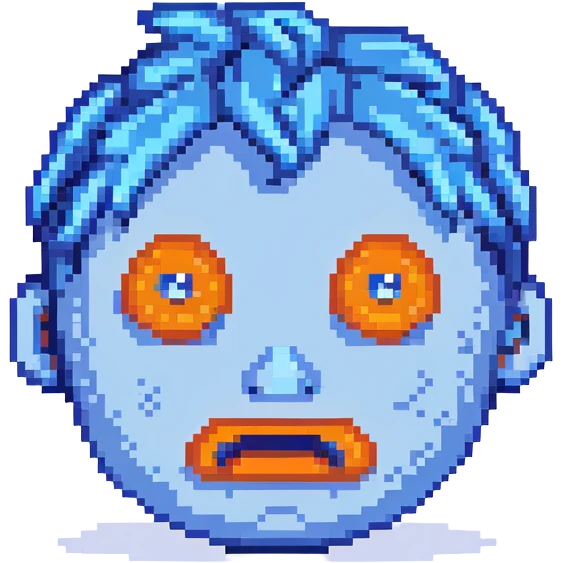 blue face with a dumbfounded look emoji