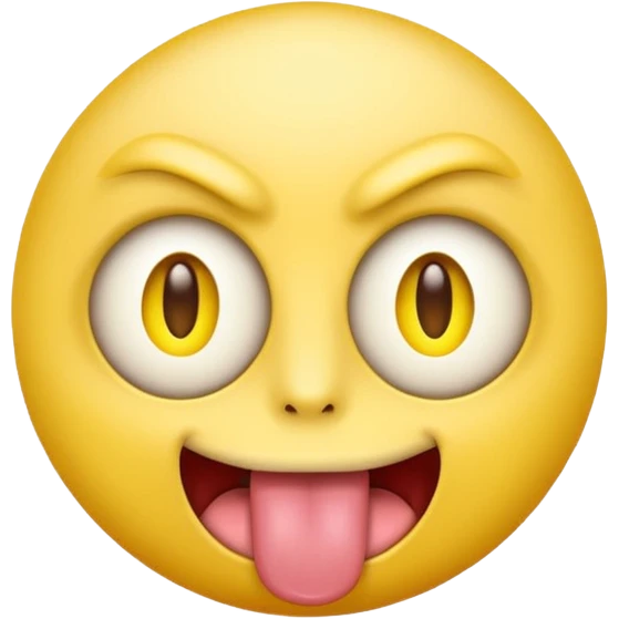 Generate an emoji with yellow lazer eyes, with his tongue out emoji