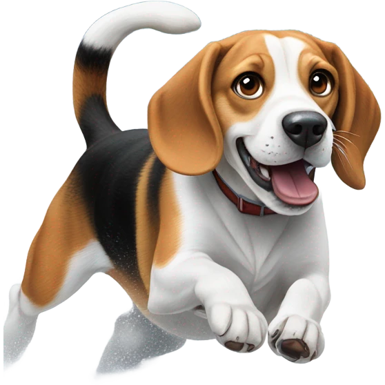 Beagle playing in the snow emoji