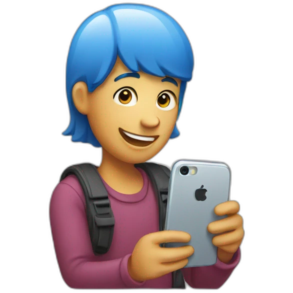 happy person looking at their phone emoji