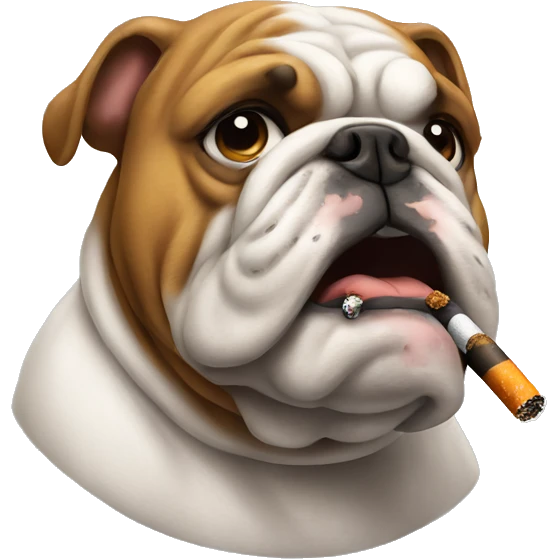 A bulldog smoking a cigarette  emoji