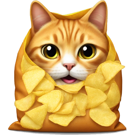 cat dressed as a bag of chips emoji