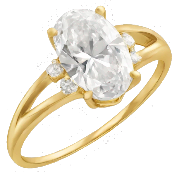 Oval cut diamond ring gold  emoji