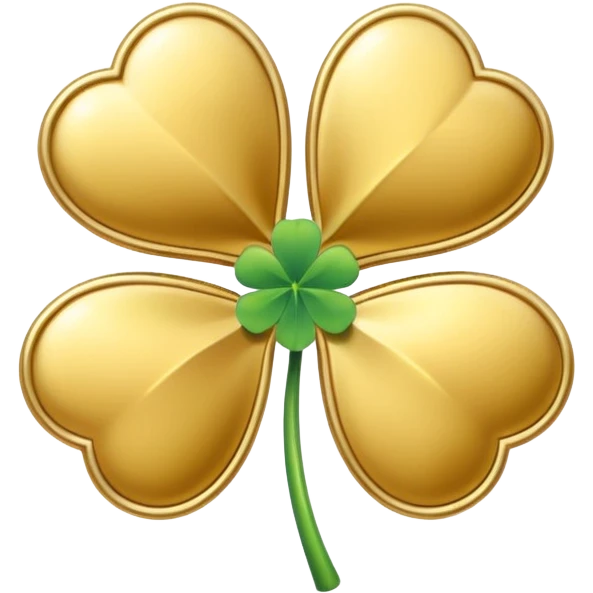 Gold outline and white four leaf clover emoji  emoji