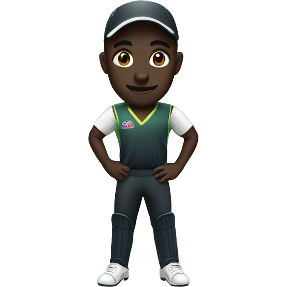 dark skin cricket player emoji