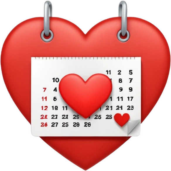 calendar page with a heart symbol emoji