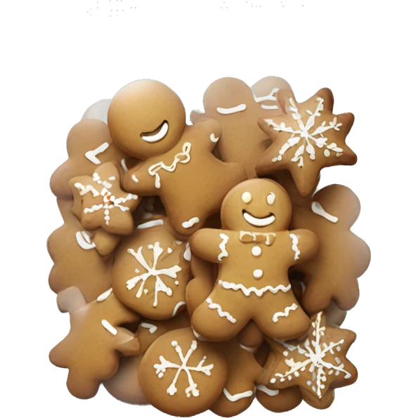 Realistic glass cookie jar with light white lid full of gingerbread cookies isolated.  emoji