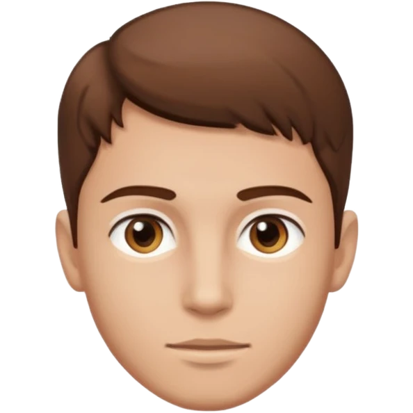 young man with smooth skin, bright eyes, brown hair, head only emoji